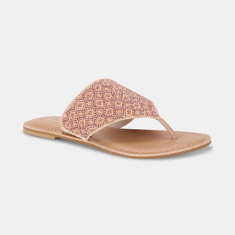Marie claire rose gold embellished thong slippers for women